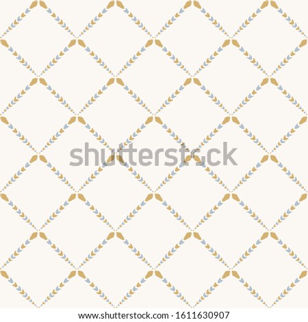  French shabby chic azulejos tile vector texture background. Trellis grid yellow blue on off white seamless pattern. Hand drawn diamond mosaic interior home decor swatch. Classic style allover print