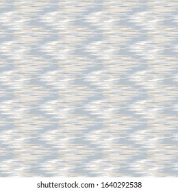 French shabby chic stylized woven vector texture background. Linen blue zig zag trellis scribbles seamless pattern. Modern blotched geo grid weave abstract style all over print