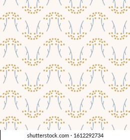 French shabby chic tiny seed vector stripe background. Dainty flower in blue and yellow off white seamless pattern. Hand drawn floral interior home decor swatch. Classic farmhouse style allover print