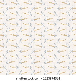 French shabby chic tiny seed vector stripe background. Dainty flower in blue and yellow off white seamless pattern. Hand drawn floral interior home decor swatch. Classic farmhouse style allover print