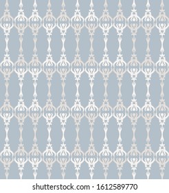 French shabby chic trellis vector stripe background. Ornate ornmental ironwork fence seamless pattern. Hand drawn antique flourish interior home decor swatch. Classic baroque style allover print