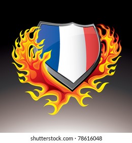 french shield in flame
