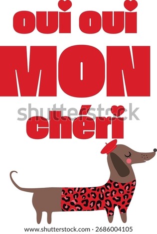 french slogan with french dog cute graphic print design 