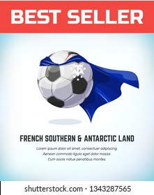 French Southern and Antarctic Land football or soccer ball. Football national team. Vector illustration.