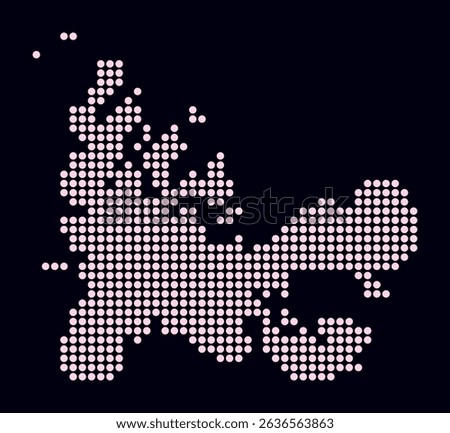 French Southern and Antarctic Lands dotted map. Digital style map of the country on dark background. French Southern and Antarctic Lands shape with circle dots. Colored dots style. Large size circles.