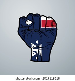 French Southern and Antarctic Lands Flag with Hand Design isolated on white background. Vector illustration