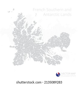French Southern and Antarctic Lands grey map isolated on white background with abstract mesh line and point scales. Vector illustration eps 10