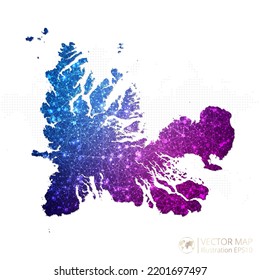 French Southern and Antarctic Lands map in geometric wireframe blue with purple polygonal style gradient graphic on white background. Vector Illustration Eps10.