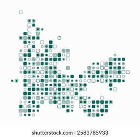 French Southern and Antarctic Lands, shape of the country build of colored cells. Digital style map of the French Southern and Antarctic Lands on white background. Large size rounded square blocks.