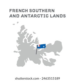 French southern and antarctic lands  vector map illustration, country map silhouette with the flag inside. Nation Geography Outline Border Boundary Territory Shape Vector Illustration EPS Clipart