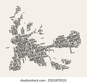 French Southern and Antarctic Lands Word Cloud. Country with regions division. French Southern and Antarctic Lands typographic text clouds vector image design.