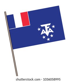 French Southern Flag with Metal Pole. Vector illustration.