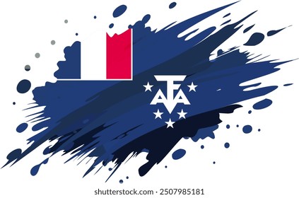French Southern flag painted with Grunge brush stroke, watercolor flag style.