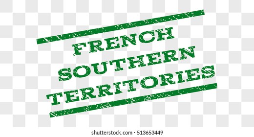 French Southern Territories watermark stamp. Text tag between parallel lines with grunge design style. Rubber seal stamp with unclean texture.