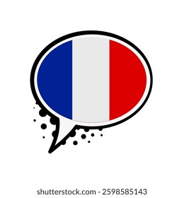 French speaking, French language, French flag bubble - vector illustration