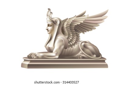 French sphinx in oriental style on a white background