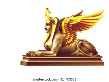 French Sphinx painted in oriental style on a white background