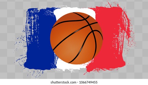 French splash flag with basketball. High resolution