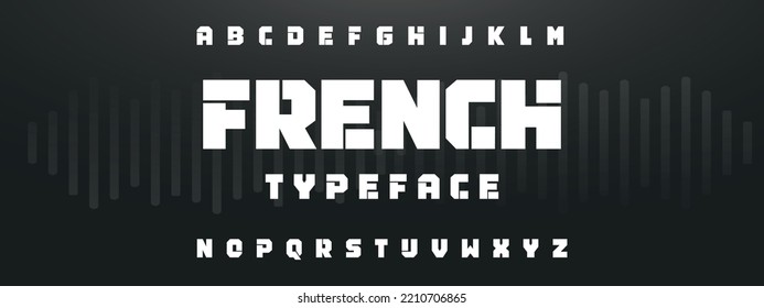 FRENCH Sports minimal tech font letter set. Luxury vector typeface for company. Modern gaming fonts logo design.