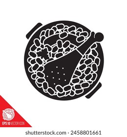 French stew with goose confit and sausage vector glyph icon for Cassoulet Day on January 9
