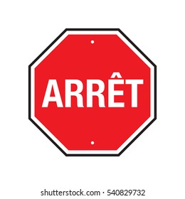 A french stop sign in vector format on a plain white background.