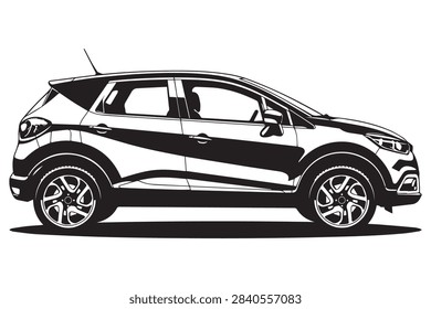 French SUV car Renault Captur side view isolated on white background vector illustration