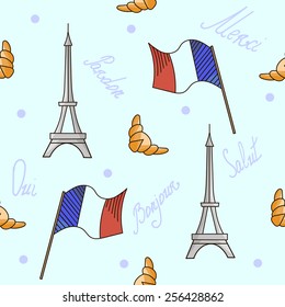 French symbols pattern blue color