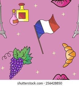 French symbols pattern pink color