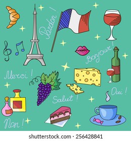 French symbols pattern vector illustration