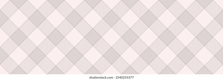 French tartan texture background, good fabric plaid textile. 1970s pattern check vector seamless in sea shell and white colors palette.