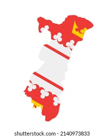 Territorio francés Alsacia cartografía bandera vector silueta ilustración aislado en fondo blanco. Región de bandera de Alsacia, provincia de Francia.