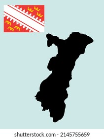 Französisches Gebiet Elsass-Karte Fahne Vektorgrafik Silhouette Illustration einzeln auf Hintergrund. Frankreich Provinz Elsass Flaggenregion.
