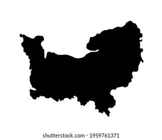 French territory Normandy map vector silhouette illustration isolated on white background. France province with bought parts together, Lower and Upper Normandy regions.