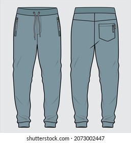 FRENCH TERRY CUT AND SEW JOGGERS FOR MEN AND TEEN BOYS IN EDITABLE VECTOR FILE