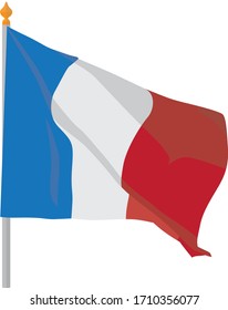 French three-colored flag waving on the mast
