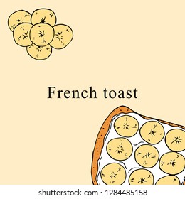 French toast vector illustration in cartoon style. Perfect for menu, card, bag design