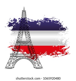 french tower eiffel on flag france grunge image