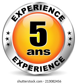 French translation for five years experience orange icon