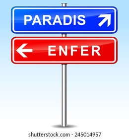 french translation for paradise and hell directions signs