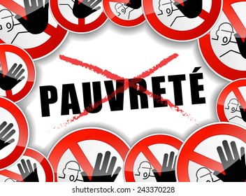 french translation for stop poverty abstract illustration