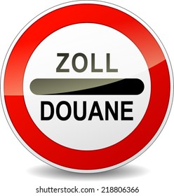 French translation for zoll customs round red sign 