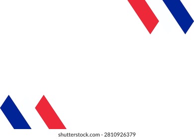 French tricolor abstract corner frame design for national holiday event banners. Copy space. Perfect for formal letters, certificates, or as a corner design element in presentations. PNG. Vector