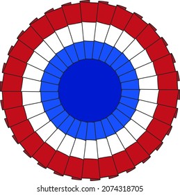 French Tricolor Cockade, France, Vector Illustration