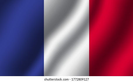 French Wavy Flag Vector Illustration