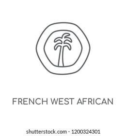 French West African franc linear icon. French West African franc concept stroke symbol design. Thin graphic elements vector illustration, outline pattern on a white background, eps 10.