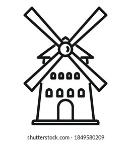 French windmill icon. Outline french windmill vector icon for web design isolated on white background