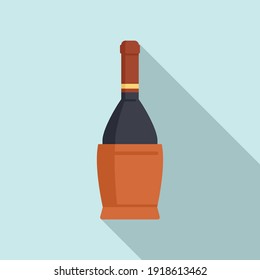 French wine bottle icon. Flat illustration of french wine bottle vector icon for web design