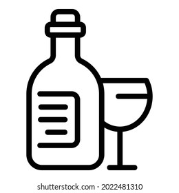 French wine icon outline vector. Food bottle. Champagne glass