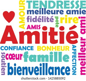 french words of friendship pop art colors