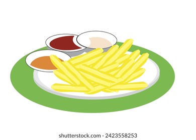 French-fries, Healthy, Fast food, with plate, Ready to eat